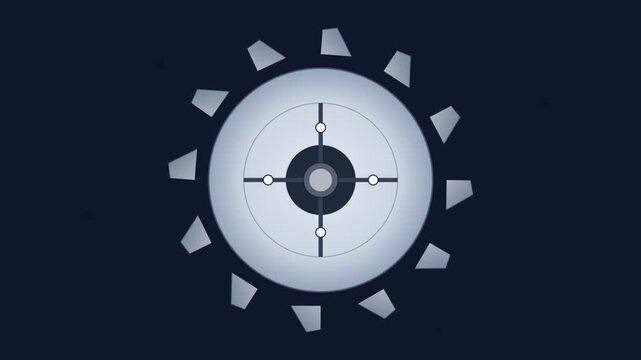 Rotating Mechanical Gear Animation with Spinning Internal Crosshairs