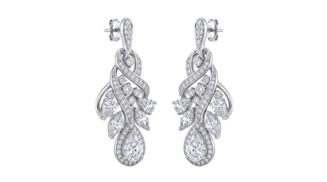 Elegant diamond drop earrings, white gold bridal jewelry with marquise stones, luxury crystal pendant earrings for wedding