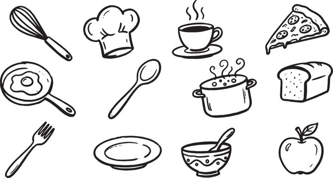 Simple line of kitchen tools and utensils spoon