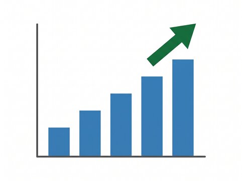 bar graph chart going up with arrow pointing upwards