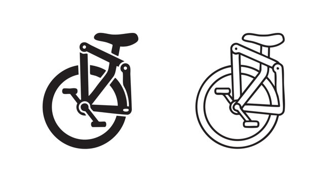 unicycle wheel frame vector icon with silhouette outline art silhouette with outline art silhouette with outline art vector icon