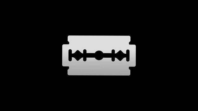 Razor Blade Haptic Vibration Seamless Loop Animation on Transparent Alpha Channel Background Representing Steel Edge Precision Concepts