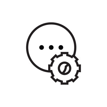 Chat Bubble with Gear Line Icon for Messaging Settings Vector