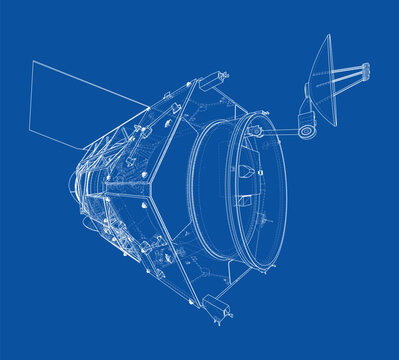 spacecraft blueprint design. Vector