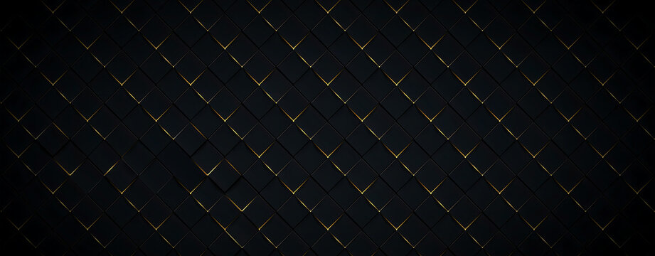 Geometric diamond pattern with golden lines on a black background a vector illustration