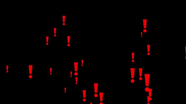 Exclamation Mark Rain Flying Punctuation Motion Graphics Overlay