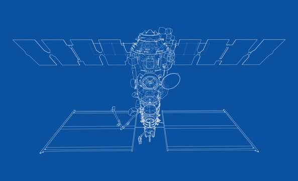blueprint of a space station. Vector