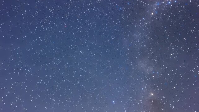 Celestial expanse deep space panorama with distant galaxies and nebula during twilight