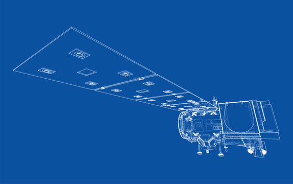satellite blueprint design. Vector