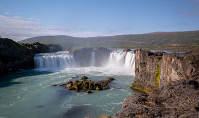 Panoramic View of Godafoss Waterfall in Northern Iceland © vadiml