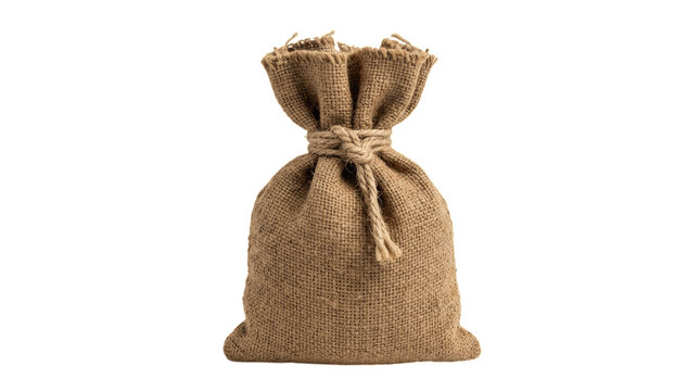 Small burlap sack tied with a rope string