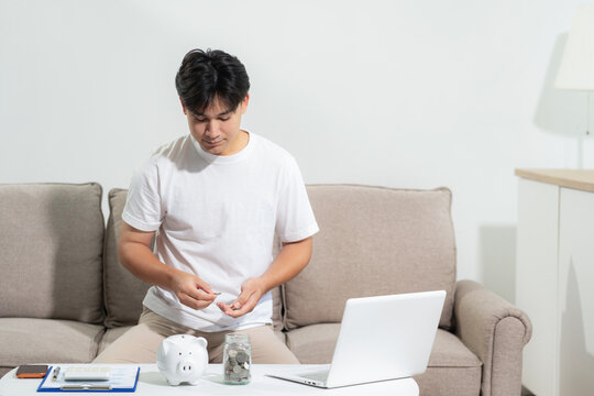 man thinking concept saving money and finance accounting.