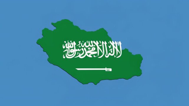 Saudi Arabia map growth animation with flag during daylight clean motion graphics