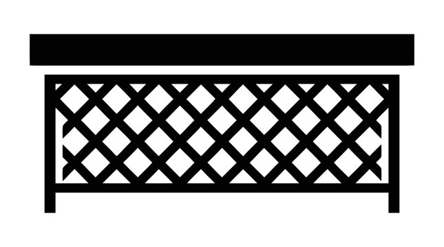 Vector illustration of decorative garden fence panel with lattice pattern on a transparent background