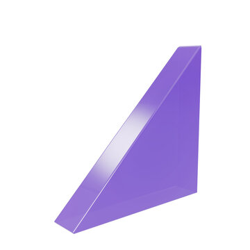 Purple 3D glass right triangle wedge geometric shape isolated PNG