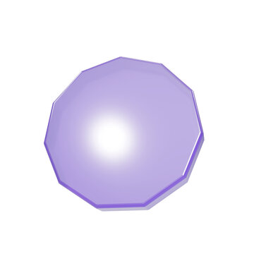 Purple 3D glass decagon polygon geometric plate isolated PNG