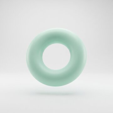 Mint Green Minimalist 3D Torus Ring Geometric Shape Floating Isolated