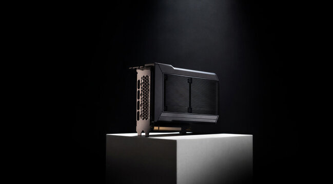 Graphics Card GPU on Pedestal Dramatic Studio Lighting