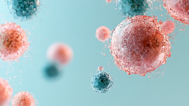 3d render of immune cells attacking cancer cells
