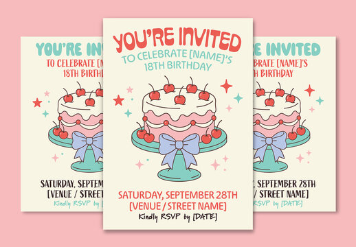 Sweet Birthday Party Invitation Poster Layout