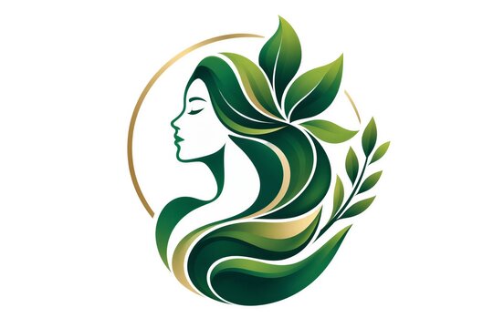 Elegant Botanical Woman Profile Logo for Wellness and Natural Beauty Branding