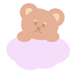 Fototapeta premium Illustration of teddy bear with text box for cartoon, comic, character, dialogue, chat box, fairy tale, speech, animal conversation, childhood, book, reading, back to school, kids, talking, sticker