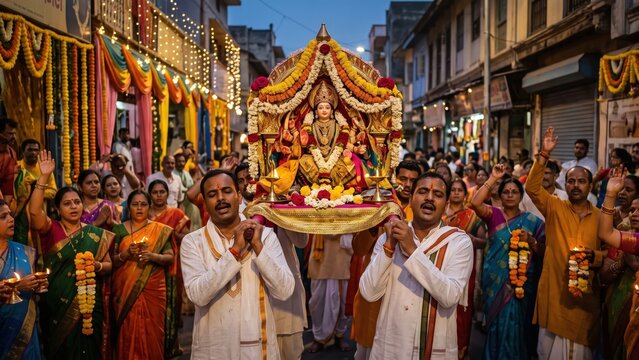 Amba Mata Procession &mdash; Devotional Navratri Street Celebration