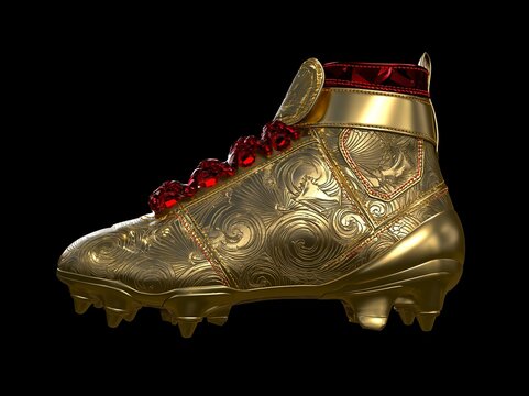 red and golden shoes on a black background