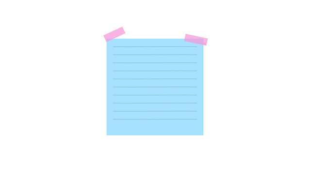 Light blue sticky note with lined paper isolated on transparent background ready for writing messages or reminders transparent background