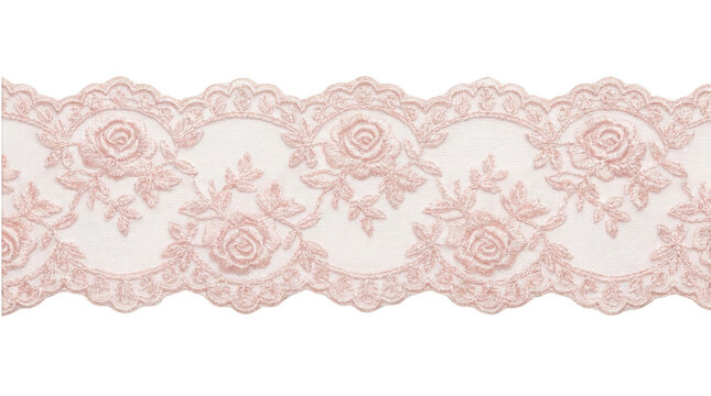 Decorative vintage pink lace ribbon trim for clothing and craft design