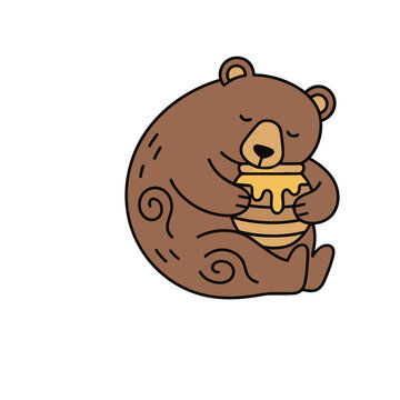 Bear holding a pot of honey