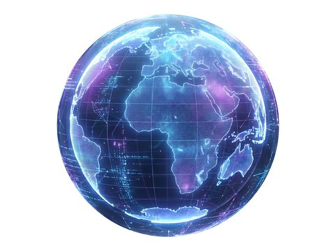 Digital globe showcasing interconnected world map with glowing blue network lines