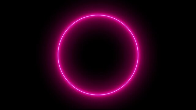 Flickering neon red circle animation on dark background. Neon circle frame loading icon. Abstract circle loading frame animation. circle glow border concept on the transparent background. 4k