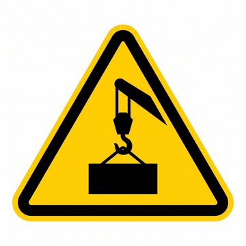 Yellow Construction Crane Hazard Warning Sign Vector Illustration
