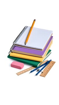 School supplies stack ready for education and learning