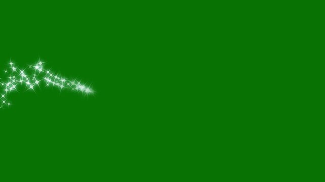 4K cinematic glitter burst sparkle particle animation, pixie dust glow trail, magical star tail, twinkle doodle stars motion effect on green, elegant cinematic particle overlay effect