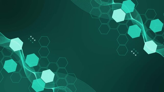 Abstract background with hexagonal shapes and flowing grid-like waves animation