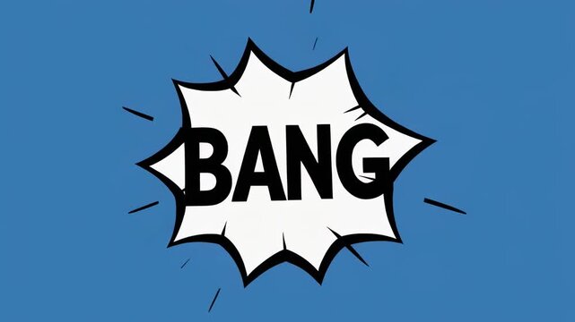 Pop Art Comic Bang Explosion Sequence Growing in Size Against Blue Background