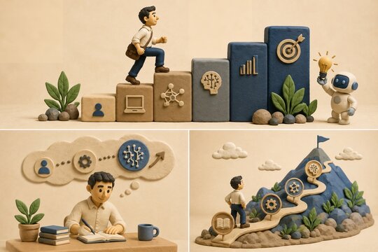 Clay Business Growth Journey With AI Technology Concept