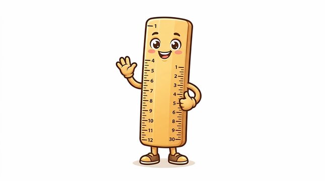 Cute Smiling Ruler Character Mascot Isolated On Plain Background ruler character cartoon cute mascot stationary school office measurement tool scale happy smiling isolated backgroundgraphic