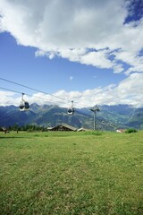 Panorama della Valle d'Aosta in estate in italia. Belvedere di Pila