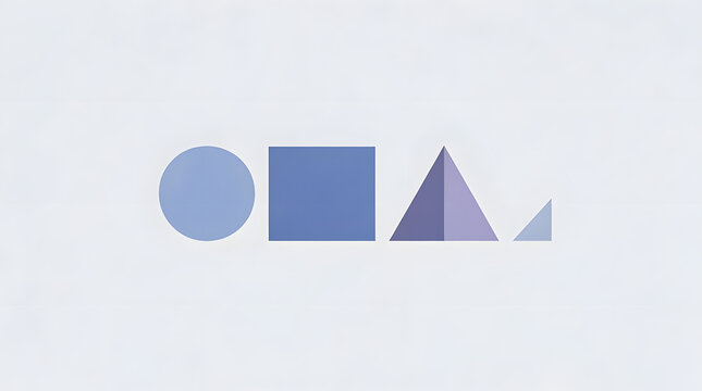 Geometric shapes including a circle, square, triangle, and trapezoid are arranged in a line on a neutral background.