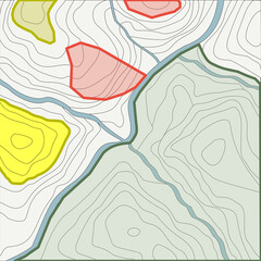 Topographic map contour and geographical terrain line illustration set for office environment design wall mural and spatial signage vector © Setarr