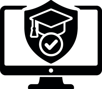 Online education certification with verified graduation badge on computer screen