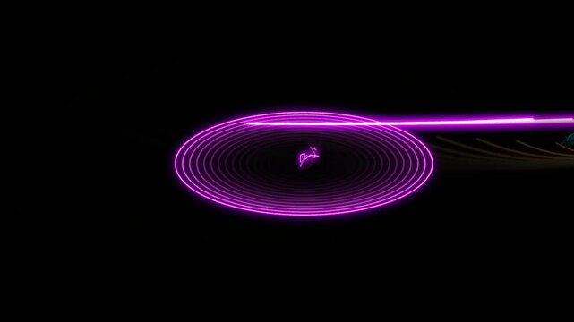 Abstract Glowing Neon Rings Perspective Motion with Fast Light Streaks