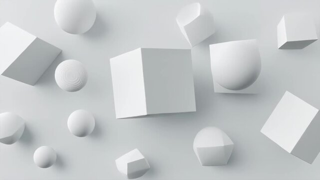 abstract geometric shapes floating in white space animation