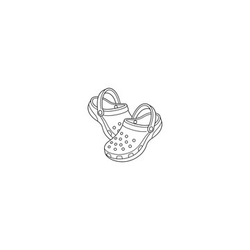 Pair of comfortable casual clog shoes linear icon with slip on footwear comfortable slippers clothing illustration vacation orthopedic