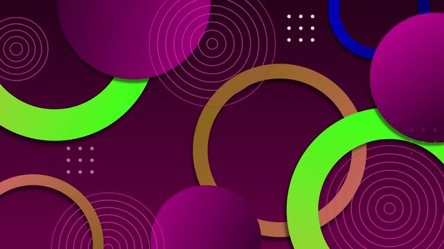 Abstract geometric background overlapping rings and circular gradients animation