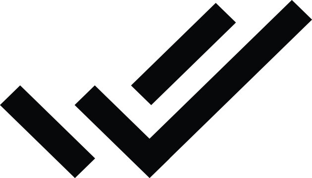 Bold Black Double Check Mark Icon, Minimal Approval, Verification and Confirmation Symbol Vector Illustration