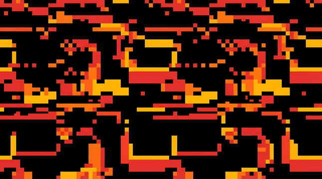 Abstract pixel glitch background with red and orange digital noise texture